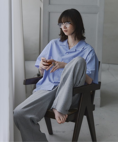 こまこ(^^)様ブルーシャツ明日発送 Confirm（コンファーム） シャツ 半袖 Short-Length Open-Collar Shirt
