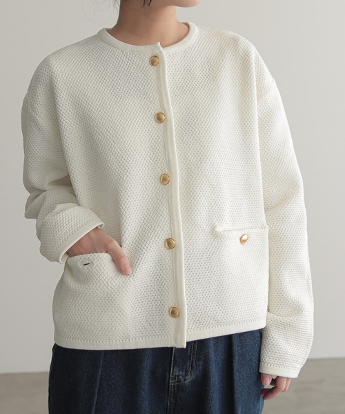 「for/c」 ニットカーディガン L ネイビー レディース_画像2