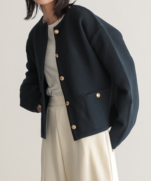 「for/c」 ニットカーディガン L ネイビー レディース_画像7