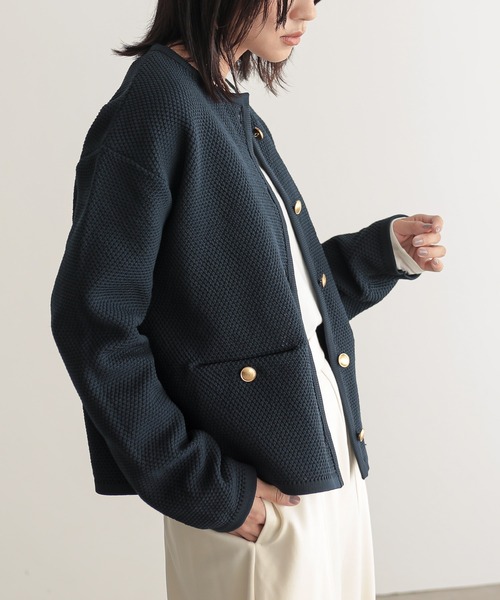 「for/c」 ニットカーディガン L ネイビー レディース_画像8