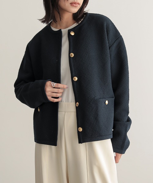 「for/c」 ニットカーディガン L ネイビー レディース_画像9
