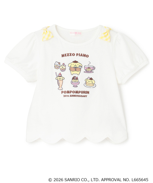 mezzo piano tシャツ 「ポムポムプリン」裾スカラップ パフスリーブT