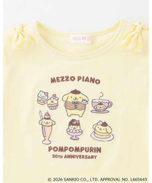 mezzo piano tシャツ 「ポムポムプリン」裾スカラップ パフスリーブT