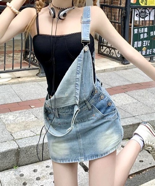 SHEENA（シーナ） サロペット オーバーオール ロゴパッチ付き