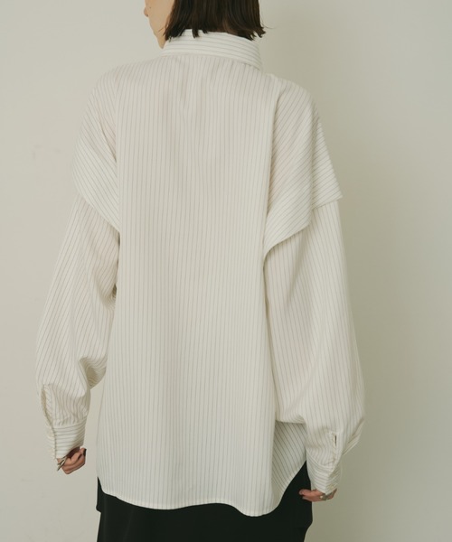 AIC. ブラウス シャツ 2WAYウエストタイピンストライプオーバーシャツ