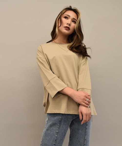 LEAD（リード） tシャツ コットン100％前後差スリット長袖折返し