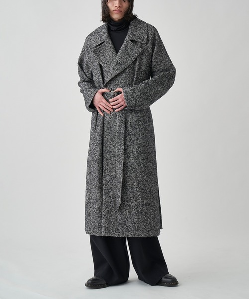 ステンカラーコート コート BELTED OVER COAT ( TWEED ) メンズ レディース