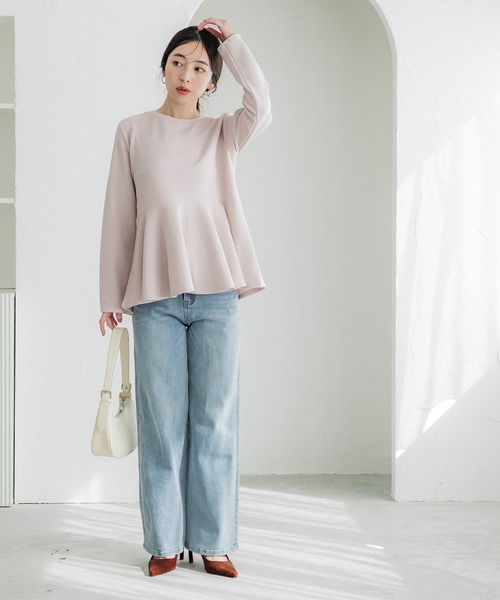 tシャツ スムースポンチ フレアトップス レディース 接触冷感 ポンチTシャツ Tシャツ レディース トップス 無地・(80