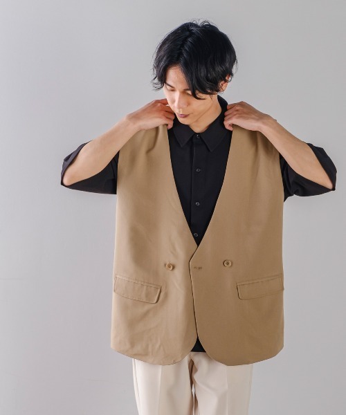 最高級 ベスト improves ジレ ノーカラーベスト ラグジュアリーメロウ トップス