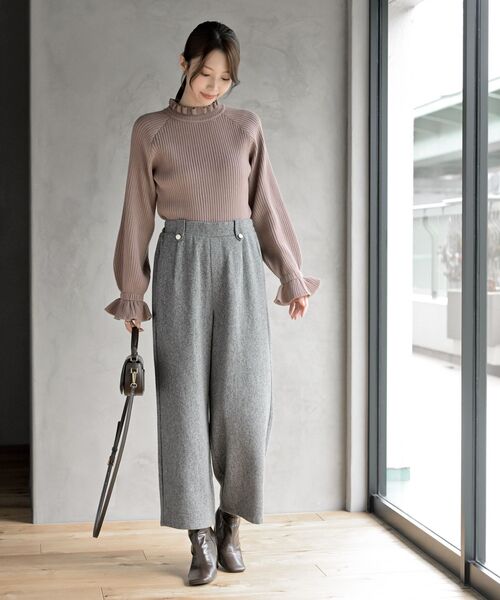 r・p・s（アールピーエス） ニット セーター キャンディ袖フリルネック