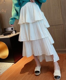 deux amour スカート ランダムプリーツ3段ティアードスカート