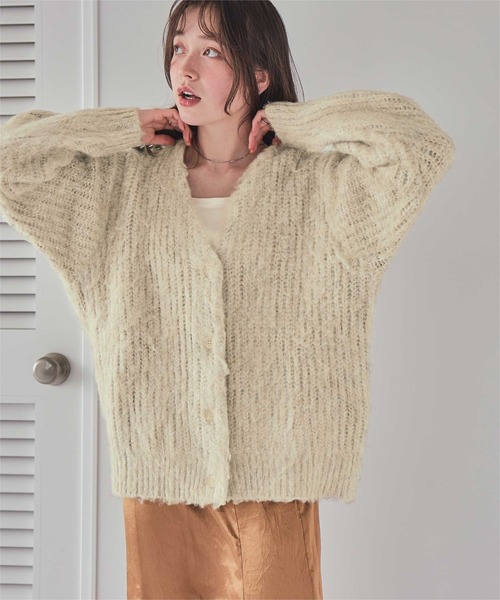 titivate（ティティベイト） カーディガン モヘアライクシャギーV