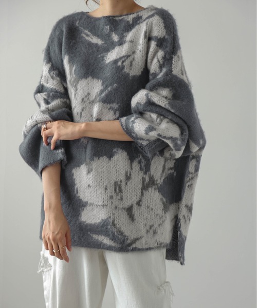 ニット セーター ボタニカル ジャガード ニット レディース ニット セーター ボタニカル柄ニット レディース : ZOZOTOWN