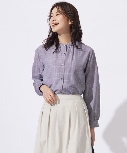 【新品】＊ジェイプレス＊　バンドカラーブラウス　トップス J.PRESS YORK STREET ブラウス シャツ 「WOMEN」コットンバンド
