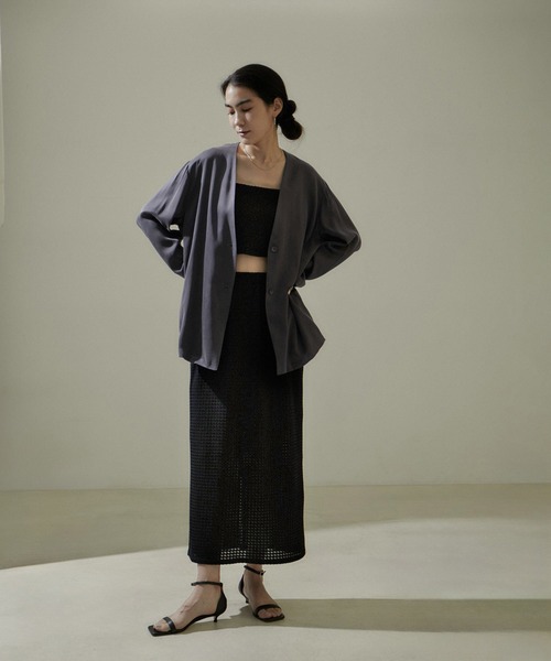 SALON adam et rope' ブラック　カットソージャガード SALON adam et rope ブラック カットソージャガード - Tops公式