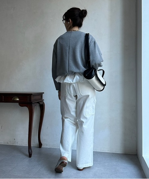 DouDou トップス 「WEB限定」 裾フリルダンボールプルオーバー