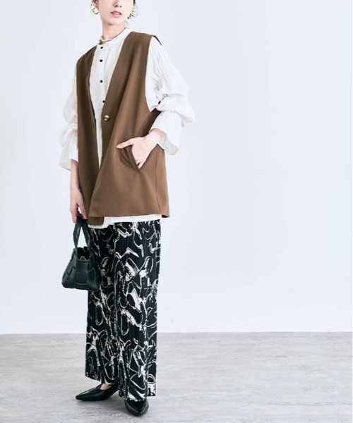 ジャケット ジレ ベスト チェック シフォン フリル M/2XL ベスト ジレ ノーカラー ジャケット レディース : ZOZOTOWN