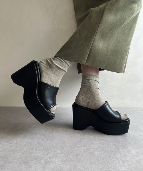 【271】レディースkoos ミュールサンダル　２２.５cm ３５ ORiental TRaffic サンダル WEB限定 厚底ミュールサンダル/41294