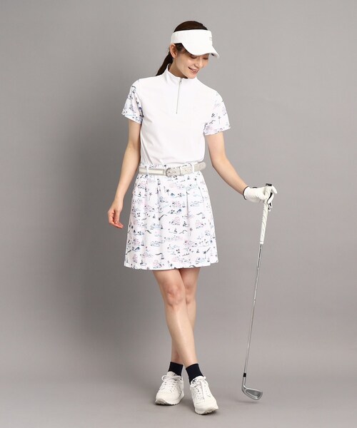 Adabat ハーフジップ ゴルフウェア ADABAT アダバット ハーフジップ 五分袖Tシャツ ホワイト系