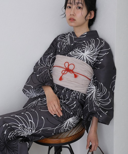 ブラック牡丹和華柄2WAYワンピース浴衣【Ryuyu】　美品 ブラック牡丹和華柄2WAYワンピース浴衣【Ryuyu】 美品 ブラック牡丹和