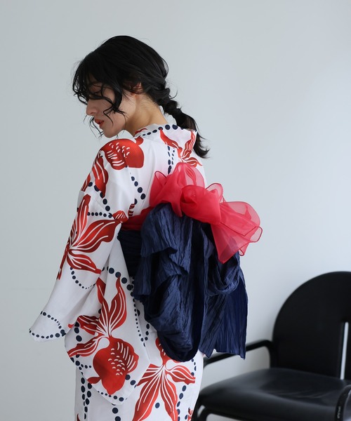 浴衣　大きめサイズ　浴衣 3L 牡丹　兵児帯　ボルドー　2点　新品　0712⑬ 浴衣 大きめサイズ 浴衣 4L 牡丹 濃紺 兵児帯エンジ 2点 新品