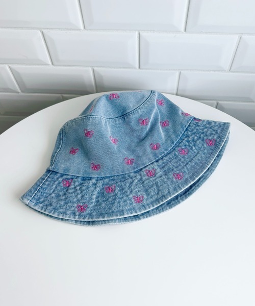 SOLLON. 帽子 ハット バタフライ刺繍デニムバケットハット