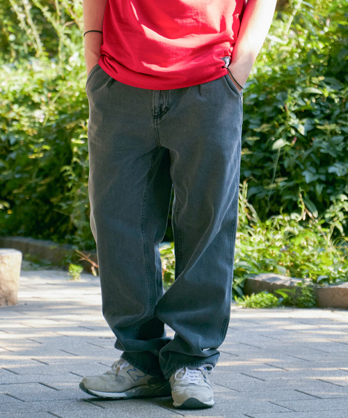 VENCE EXCHANGE ジーンズ ワンタックルーズデニムパンツ メンズ