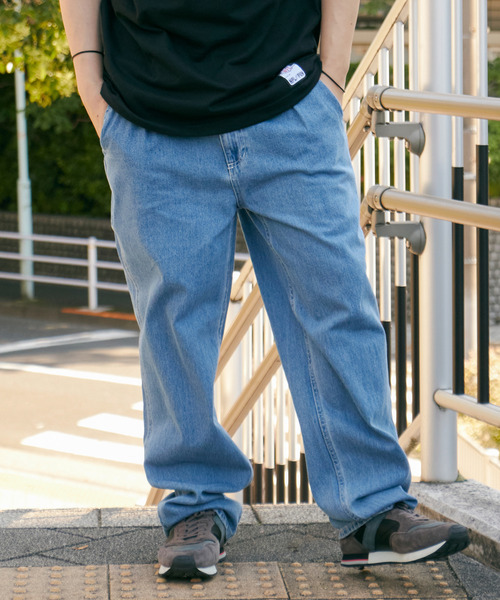 VENCE EXCHANGE ジーンズ ワンタックルーズデニムパンツ メンズ