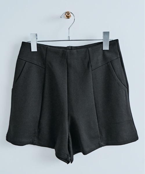 スラックス パンツ ハイウエスト シンプル ショート レディース