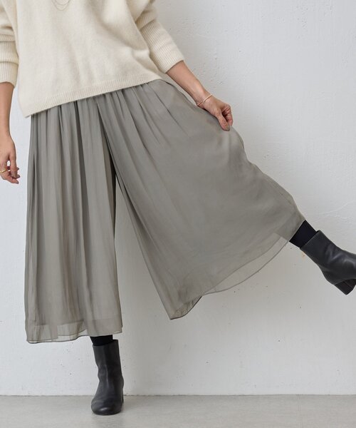 BEARDSLEY パンツ シワシフォンギャザーパンツ レディース