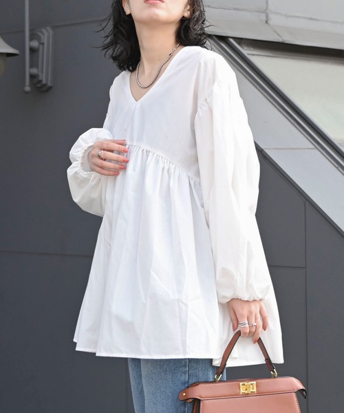 ブラウス シャツ 「ZOZOTOWN限定」チュニックオーバーシャツ / バルーンスリーブシャツ レディース ADAM ET ROPE' ブラウス シャツ 「WEB限定」・「新色追加」2WAY