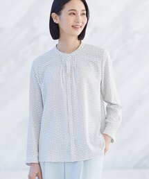 INDIVI【洗える／UVケア】幾何学柄スタンドカラーブラウス 05 セール】【洗える／UVケア】幾何学柄スタンドカラーブラウス