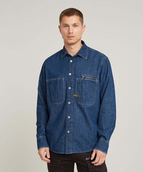 シャツ PLEATED ZIP REGULAR SHIRT/ジップディテールレギュラーデニム