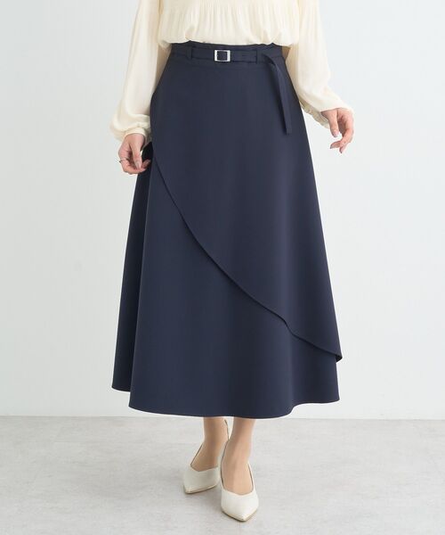 イークラット♪デザインスカート♪未使用品♪ earth music&ecology スカート ベルト付きアシンメトリー