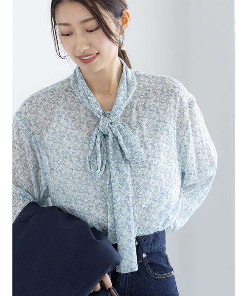 新品タグ付TOMORROWLANDcollection シフォンボウタイブラウス コンパクトブロード シフォンボウタイブラウス