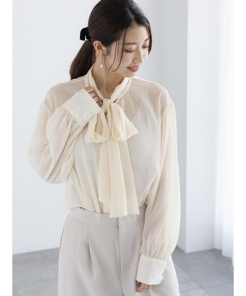 ブラウス シャツ シフォンボウタイブラウス レディース Lace Ladies ブラウス シャツ シフォンボウタイブラウス