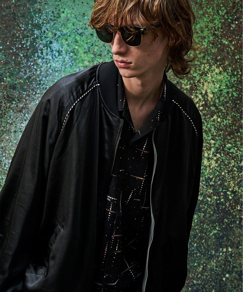 MSML シャツ 半袖 KASURI CROSS PRINTED OPEN COLLAR SHORT SLEEVE