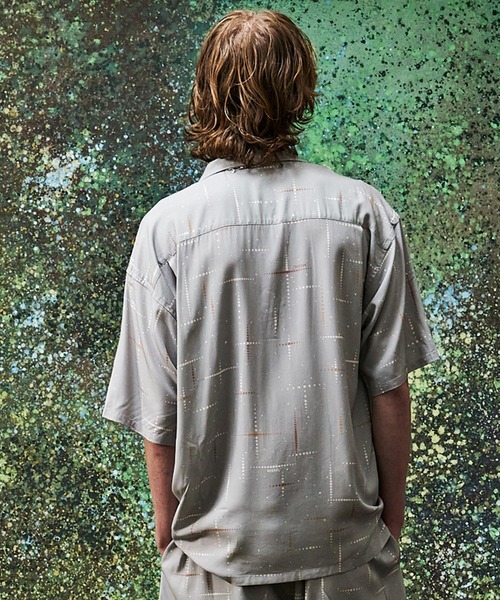 MSML シャツ 半袖 KASURI CROSS PRINTED OPEN COLLAR SHORT SLEEVE