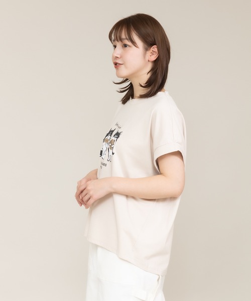 tシャツ 「meeny miny」「CAT＆BAKES 9456」コラボ ”Kossori ajimi” embroideryT レディース meeny miny tシャツ 「meeny miny」「CAT＆BAKES 9456」コラボ