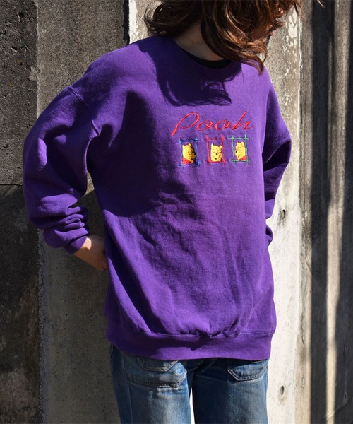 新品　ビンテージ　90s Disney Pooh メンズF スウェット 90年代 Pooh ディズニー プーさん キャラクター 刺繍 スウェット