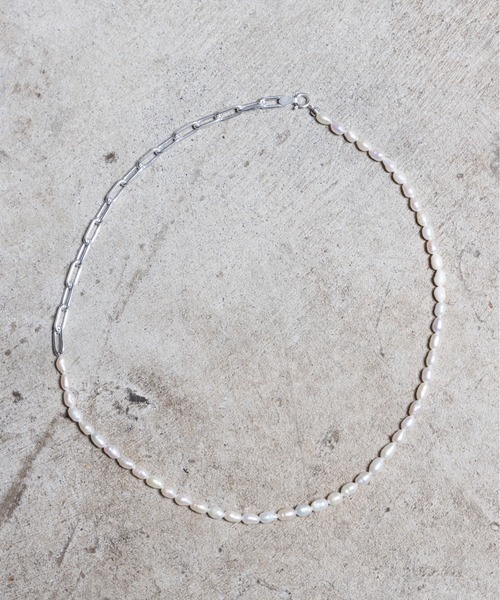Magine ネックレス PEARL＆SILVER 925 CUT AZUKI CHAIN MIX NECKLACE(S