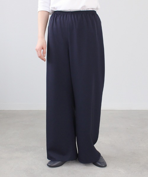 ワイドパンツ スラックス パンツ ビハインドパンツ レディースの画像