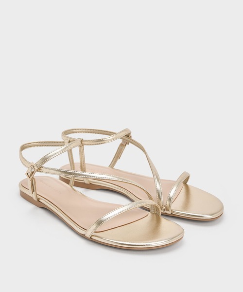 ★CHARLES&KEITH★ツイルアンクルストラップサンダル/送料込 CHARLES ＆ KEITH サンダル アンクルストラップ レディース