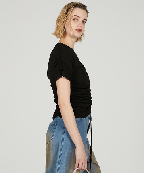 tシャツ ドロストシャーリングTシャツ / Drost Shirring Tee レディース selle glant シャツ SIDE DRAWCODE SHIRRING SHIRT /サイド
