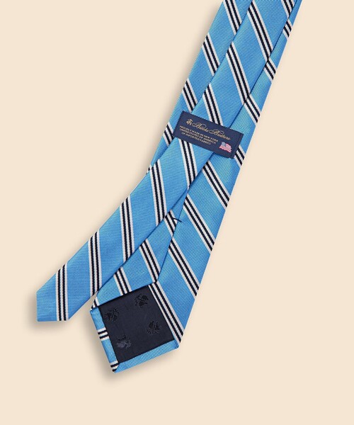 BB 米国製レップタイ　ピュアシルク　濃紺x赤x黄 BROOKS BROTHERS ネクタイ シルク ミニBB#1ストライプ
