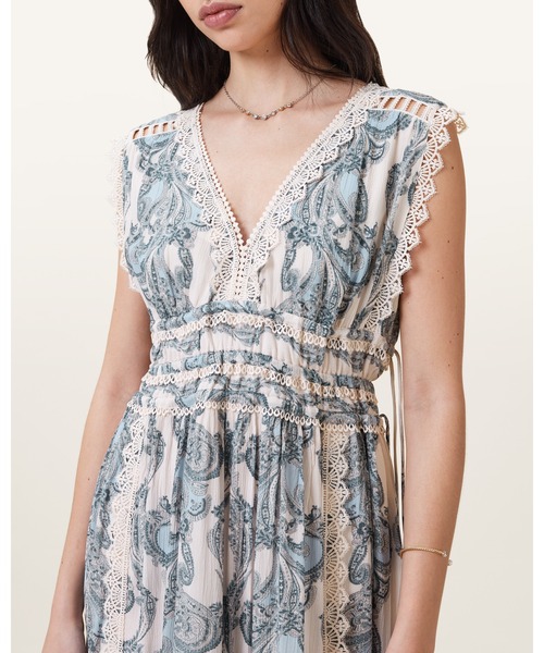 ALLSAINTS ワンピース XANTHE LACE-TRIMMED MAXI DRESS | レース