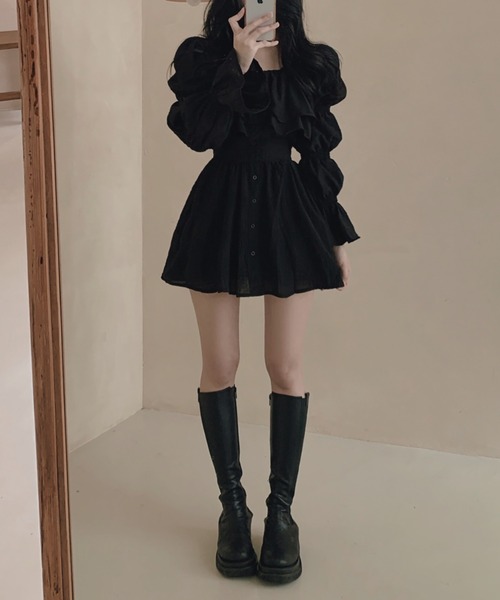 激安/新作 Girly Doll ワンピース フリルギャザーミニワンピース ワンピース