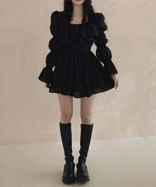 Girly Doll ワンピース フリルギャザーミニワンピース