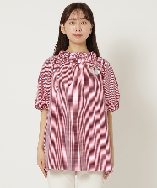 Jolly Poupee ブラウス シャツ 「22fabric」ギンガムチェック