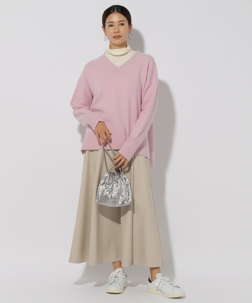 「Elura」 Vネックニット MEDIUM ライトグレー レディース_画像7